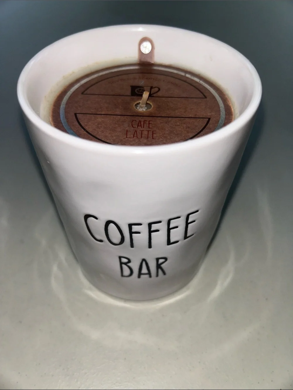 Coffee Bar Textured Ceramic Candle — White Kitchen Accent